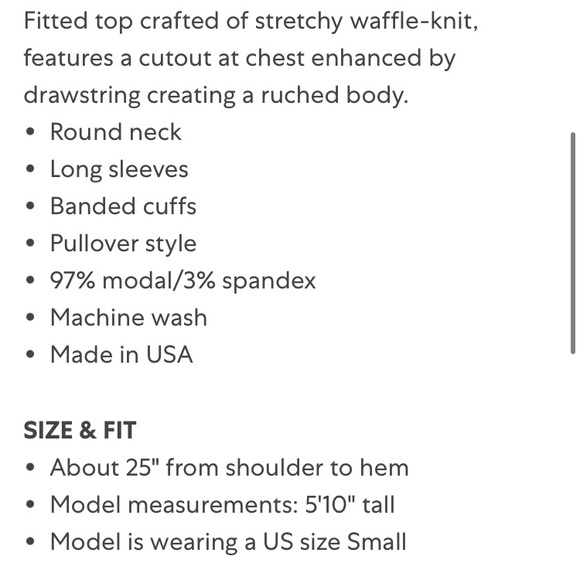 LNA Cherry Drawstring Thermal Top Size S Gray - Picture 12 of 13